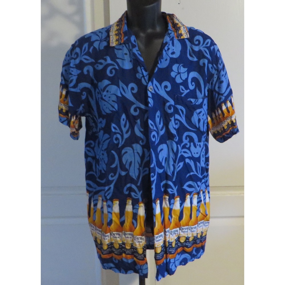 Mens Corona Extra Beer Hawaiian Camp Shirt Rayon XL